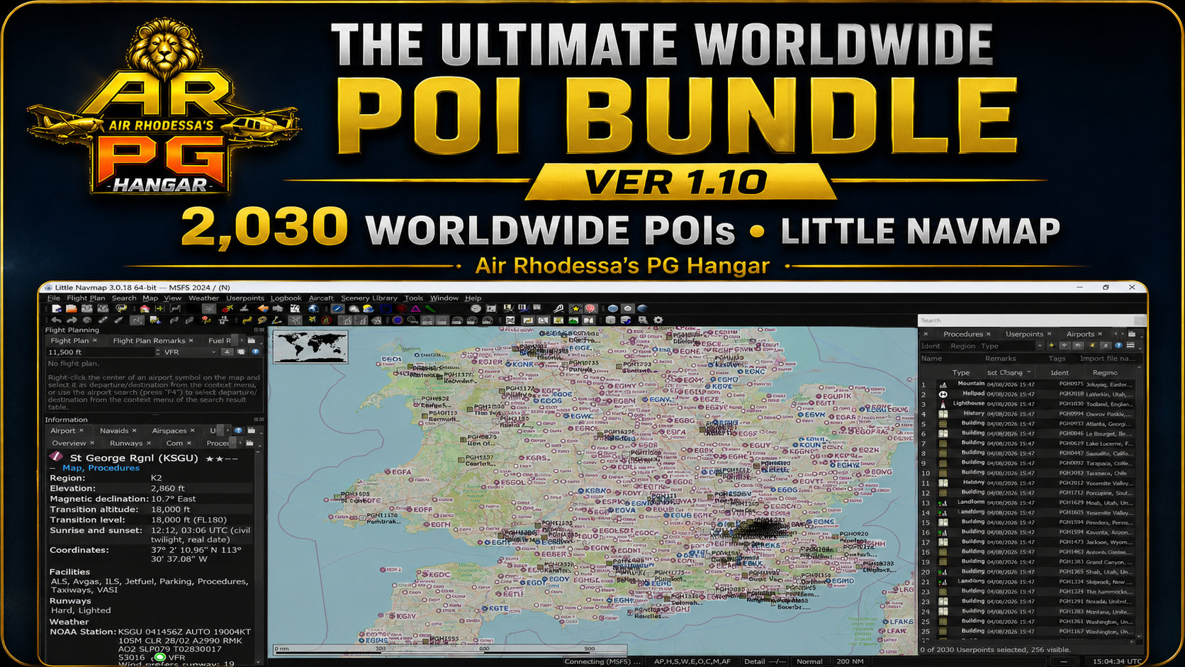 Air Rhodessa PG Hangar 2,030 Worldwide POIs for Little Navmap v1.1.0 cover